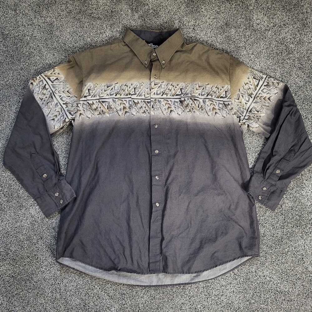 Roper Border Vintage Western Print Southwest Button Up Long Sleeve Size XL